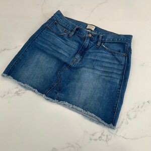 J Crew Denim Mini Skirt Womens 30 Blue Jean Raw Hem High Rise‎ Casual Y2K Style